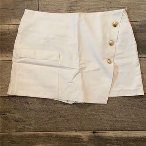 Zara White Mini Skirt with Gold Buttons